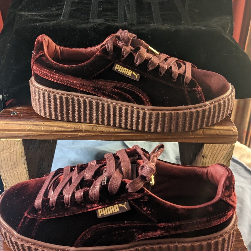 Fenty X Puma Burgundy AKA “Royal Purple” Velvet Creepers, Size 7.